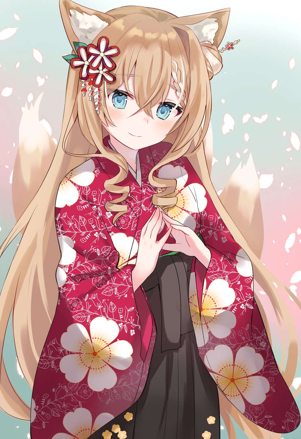 animal_ears, chiune_(yachi), indie_virtual_youtuber, japanese_clothes, kitsune, koromo_naruru, tail