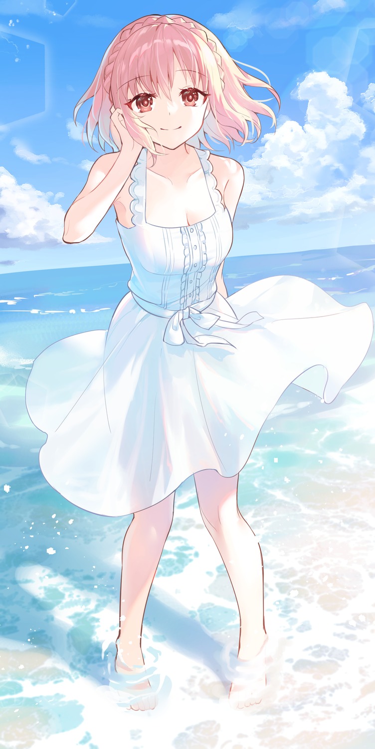 akitsuki_(oenothera), cleavage, date_a_live, dress, see_through, sonogami_rinne, summer_dress, wet