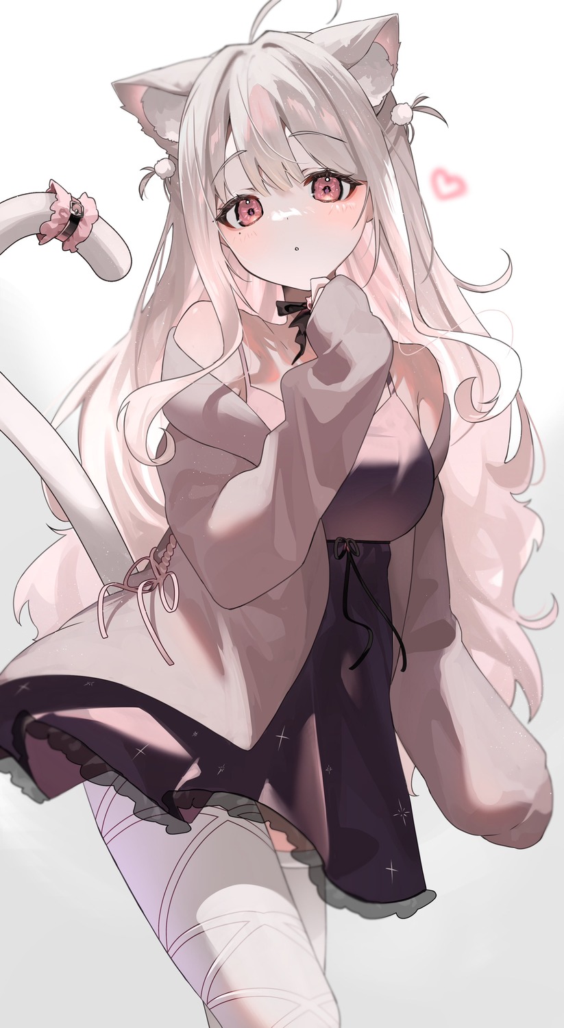 animal_ears, cadorunrun, dress, indie_virtual_youtuber, nekomimi, tail, thighhighs, uise_iu