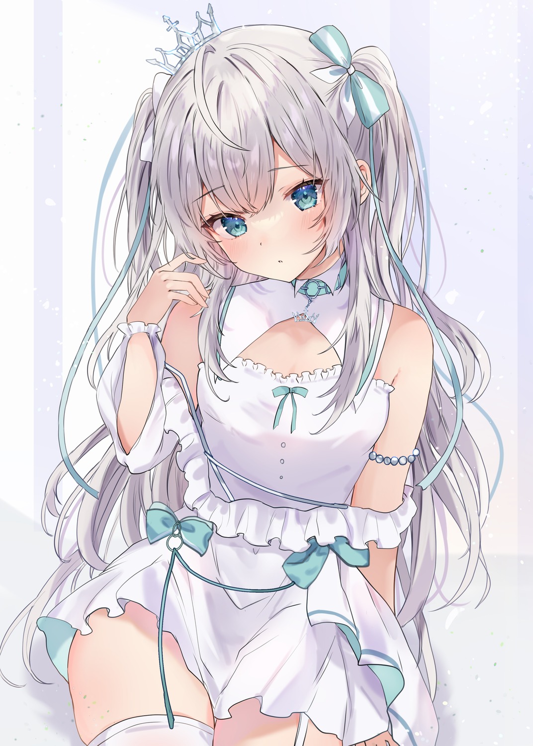 dress, indie_virtual_youtuber, maruro, petr_petrichor, stockings, thighhighs