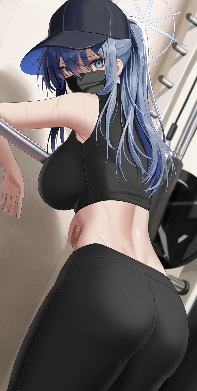 ass, blue_archive, gym_uniform, halo, joumae_saori, re-leaf