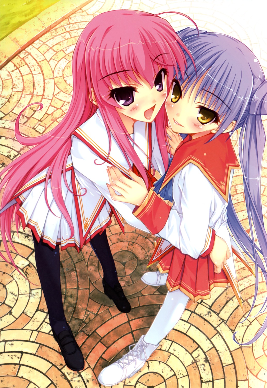 amane_sou, hime_x_hime, kujouin_saki, pantyhose, seifuku, takamura_honami