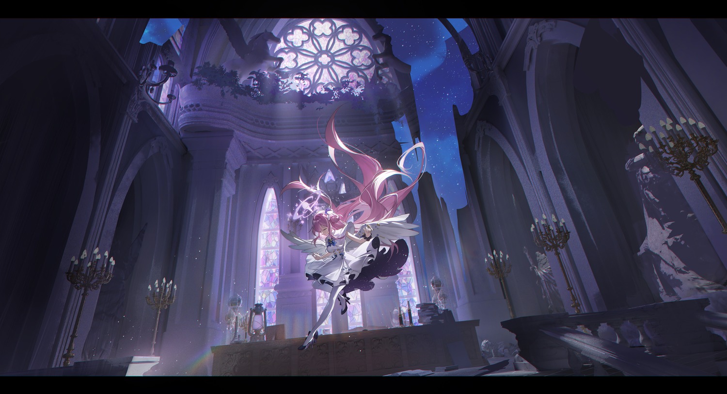 angel, blue_archive, heels, landscape, maipianvale, misono_mika, pantyhose, wings