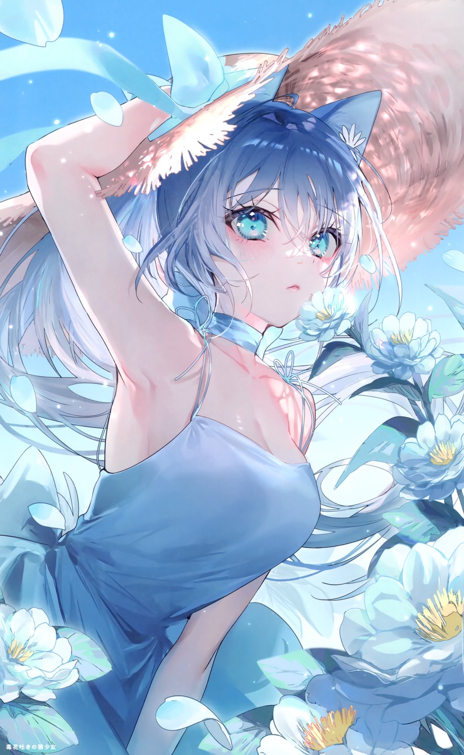 animal_ears, dress, miwano_rag, nekomimi, sanshoku_nattou_meshi, summer_dress
