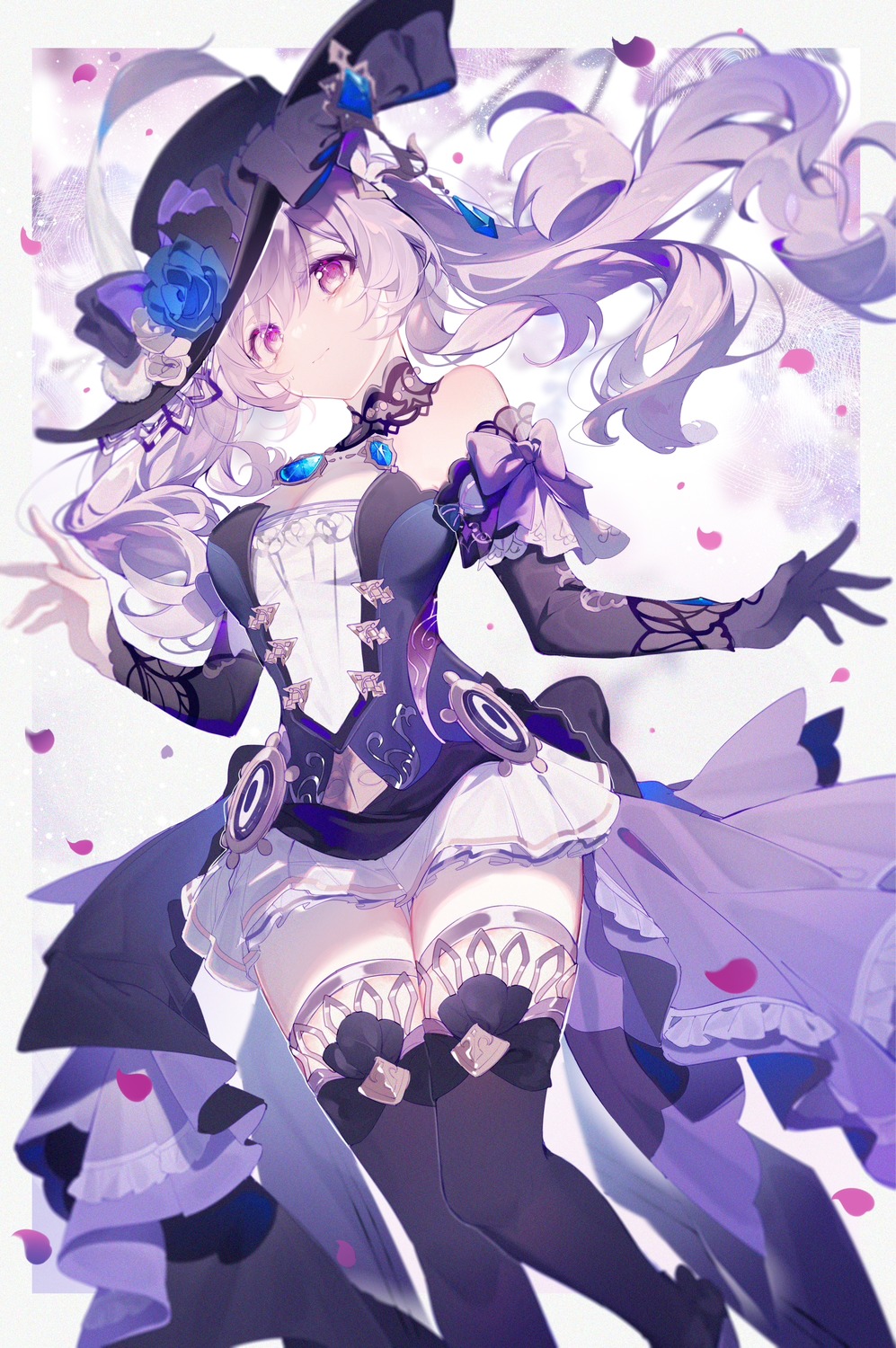 genshin_impact, keqing, lolita_fashion, navia, qianqianjie, thighhighs