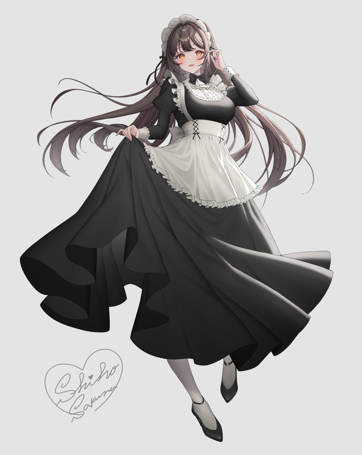 heels, maid, sakura_shiho, skirt_lift