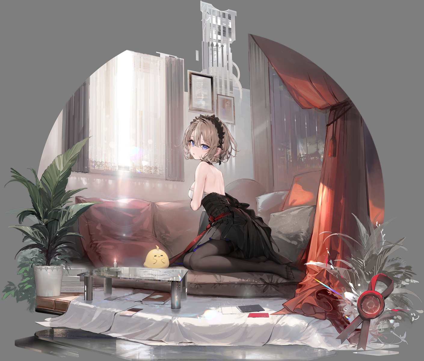 azur_lane, breast_hold, dress, feet, kaede_(yumesaki_kaede), manjuu_(azur_lane), no_bra, pantyhose, transparent_png, z23_(azur_lane)