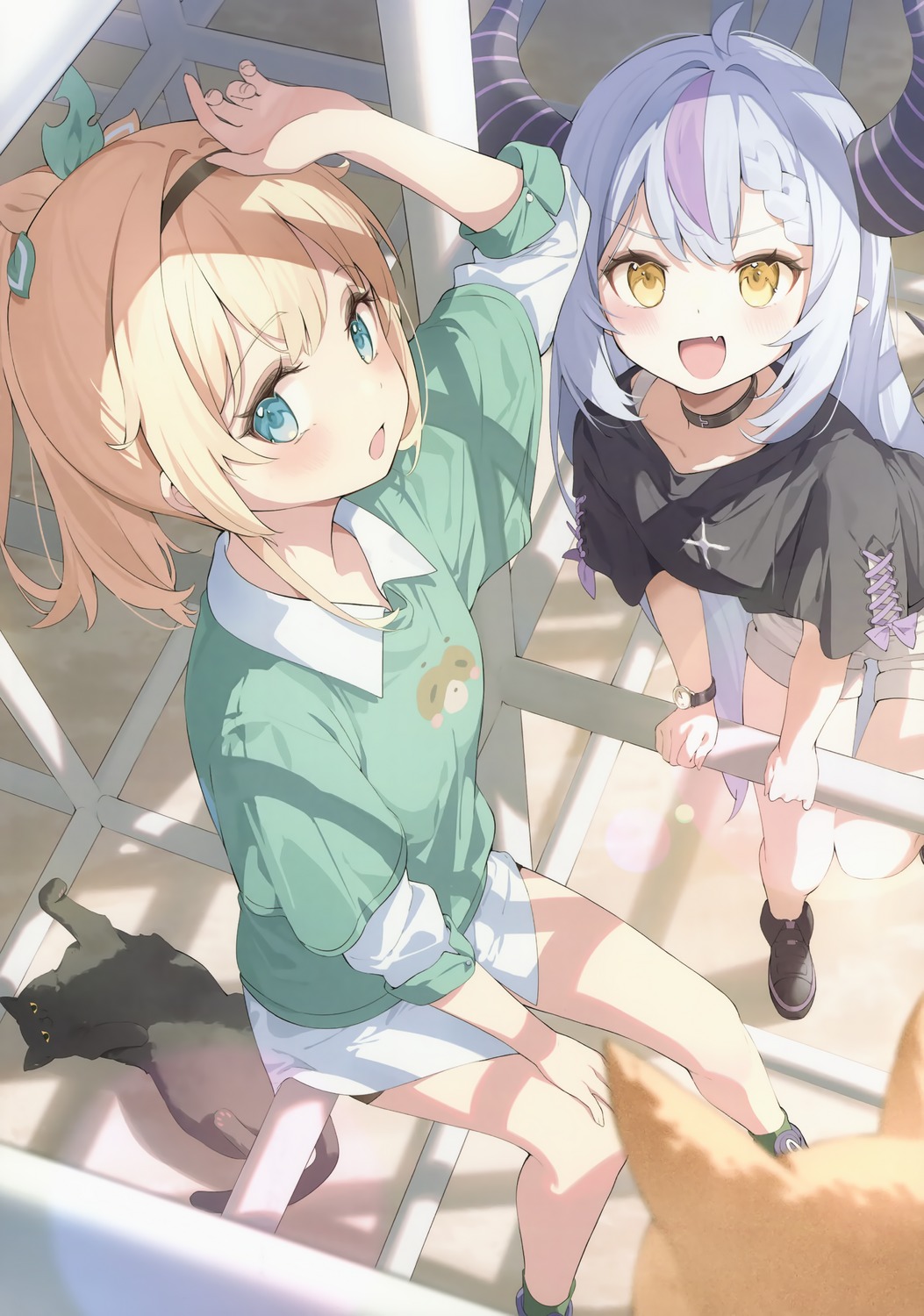 bike_shorts, falenini's, hana_mori, hololive, horns, kazama_iroha, la+_darknesss, neko