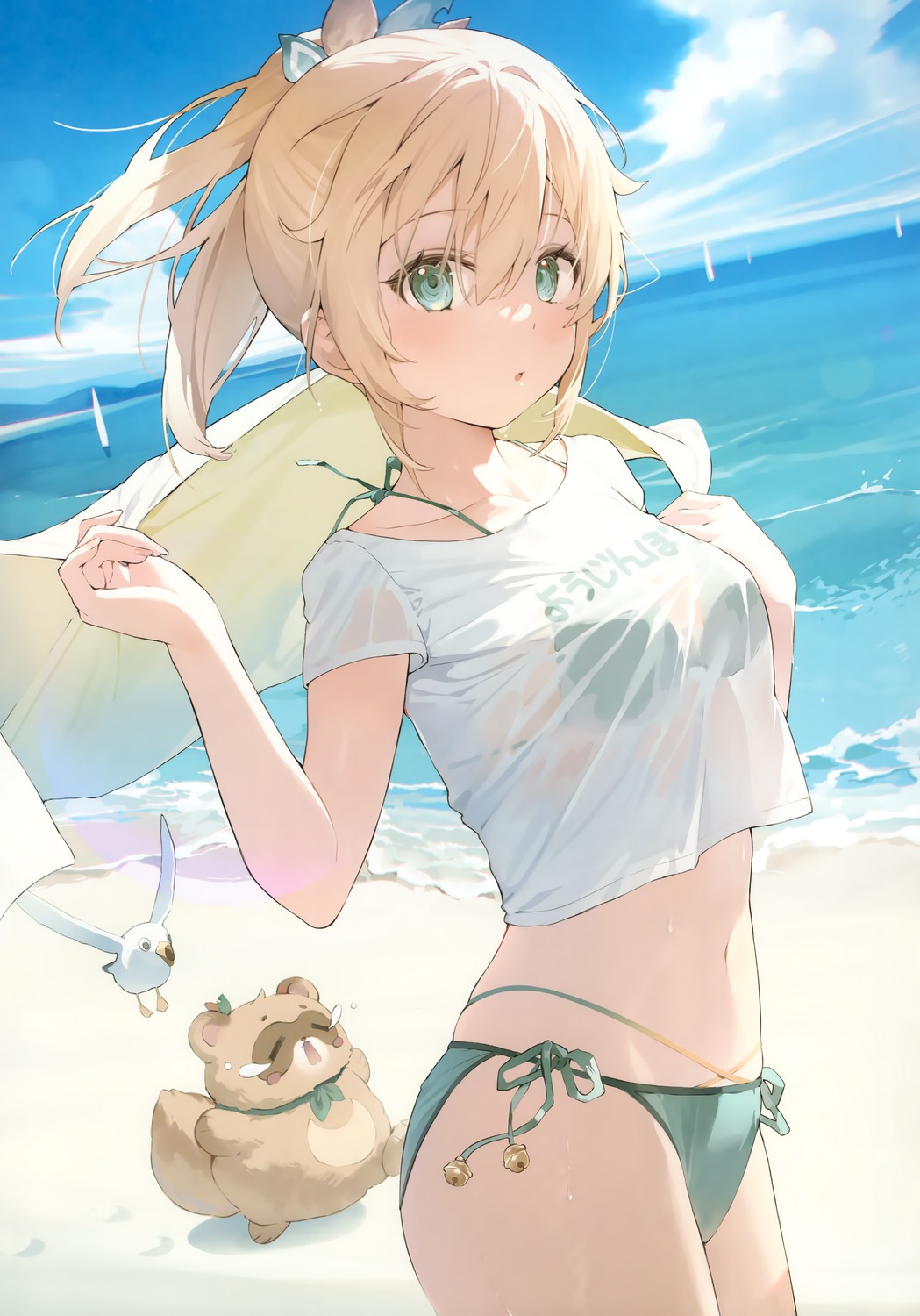 bikini, falenini's, hana_mori, hololive, kazama_iroha, see_through, swimsuits, wet, wet_clothes