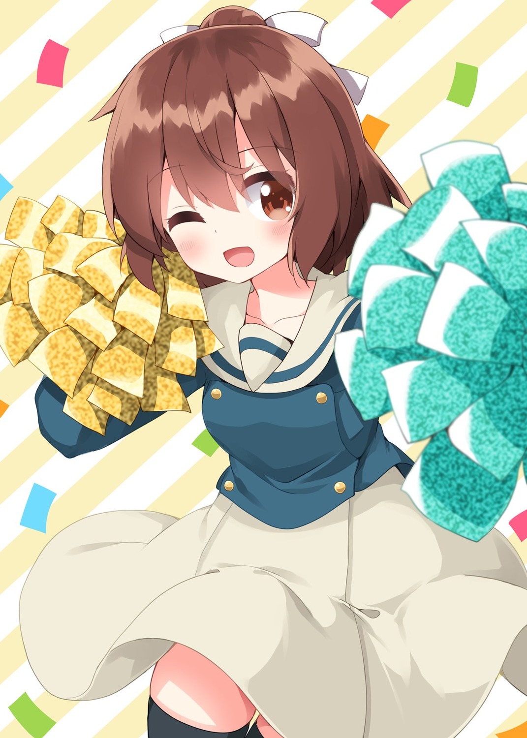 anima_yell!, cheerleader, drtk_pic, seifuku, skirt_lift, tatejima_kotetsu, thighhighs