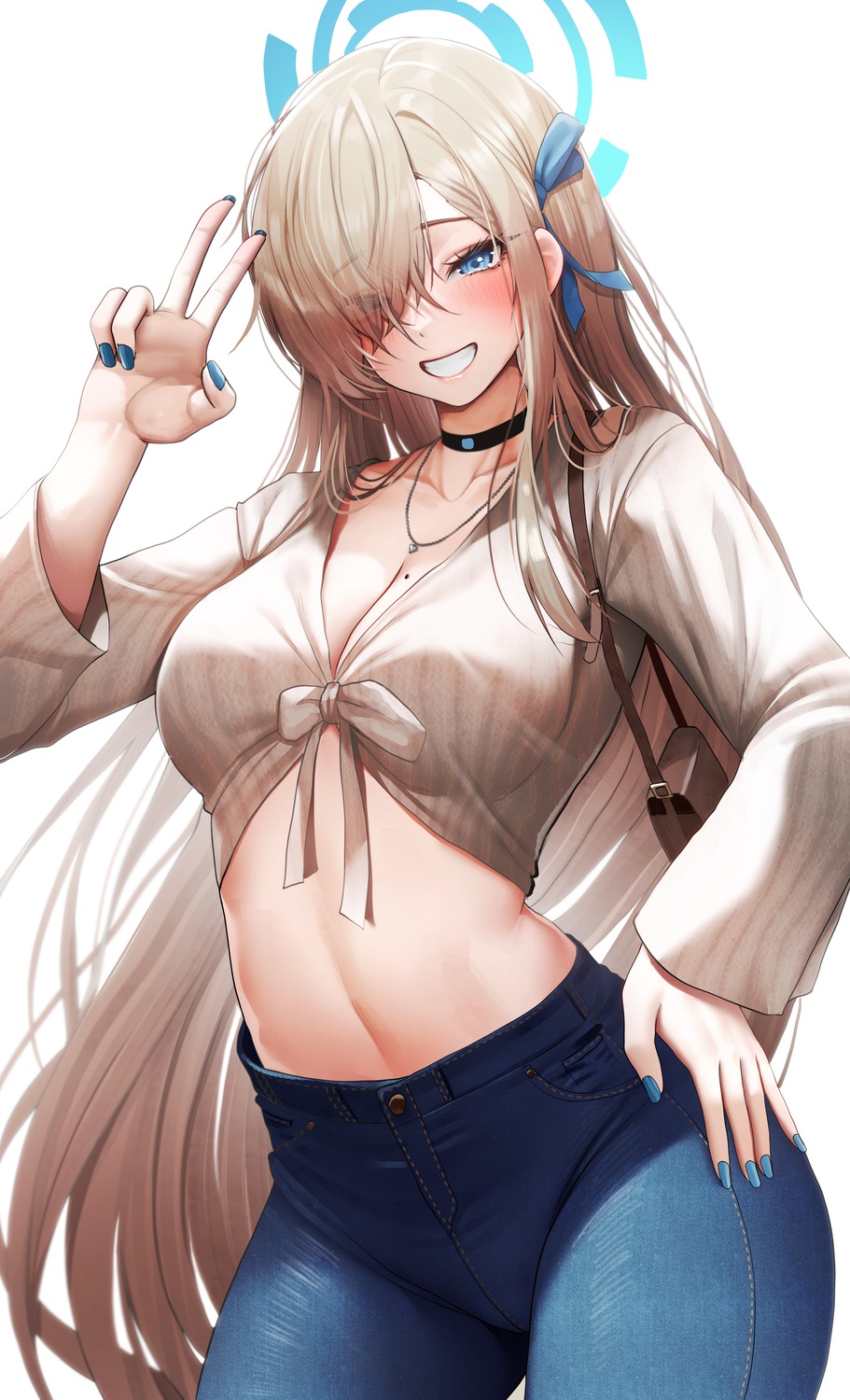 blue_archive, cleavage, doyoon_7, halo, ichinose_asuna