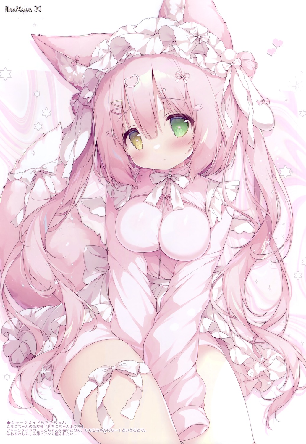 animal_ears, garter, heterochromia, inumimi, maid, mochi_peach, momozu_komamochi, tail