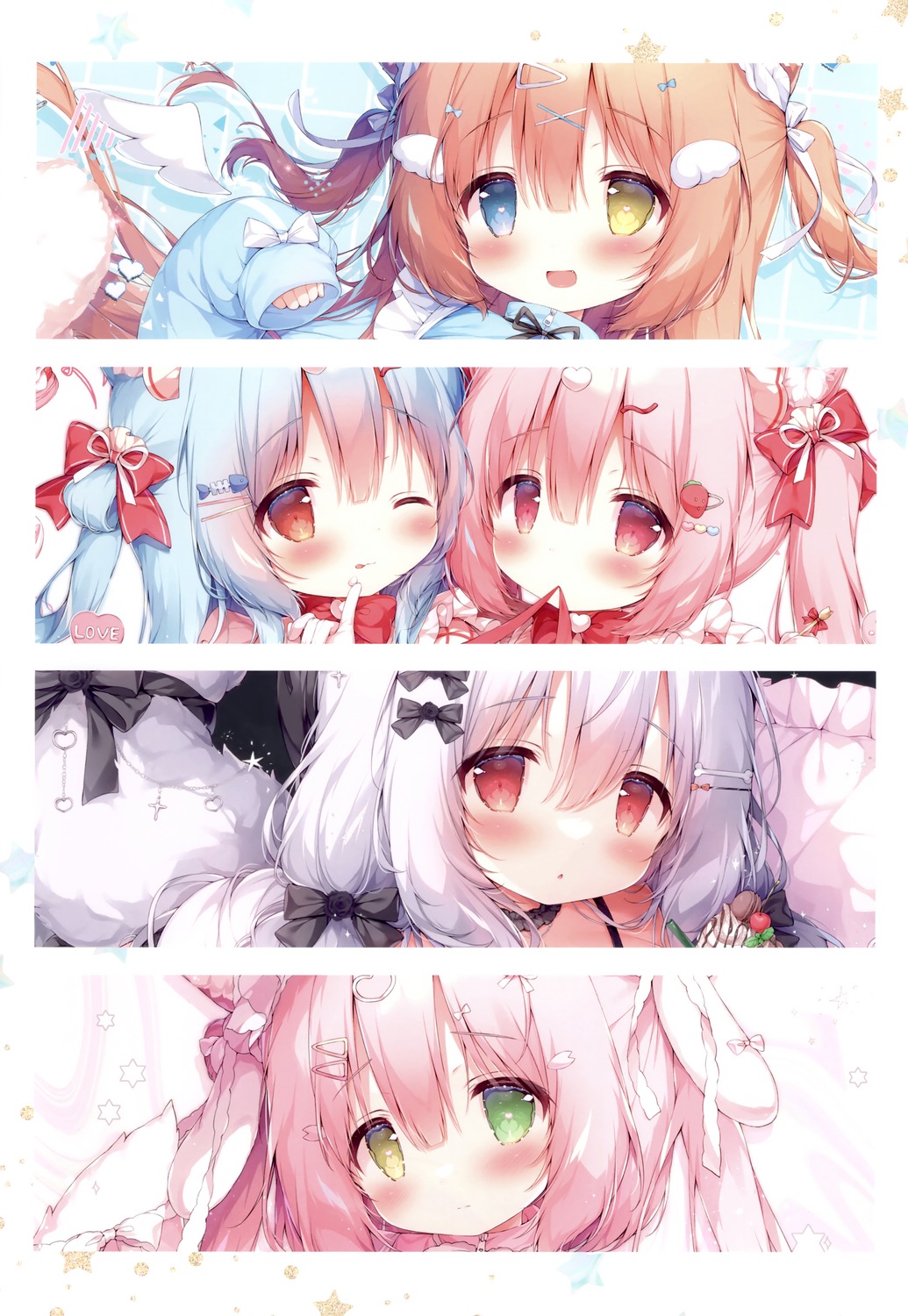 animal_ears, bunny_ears, heterochromia, mochi_peach, momozu_komamochi