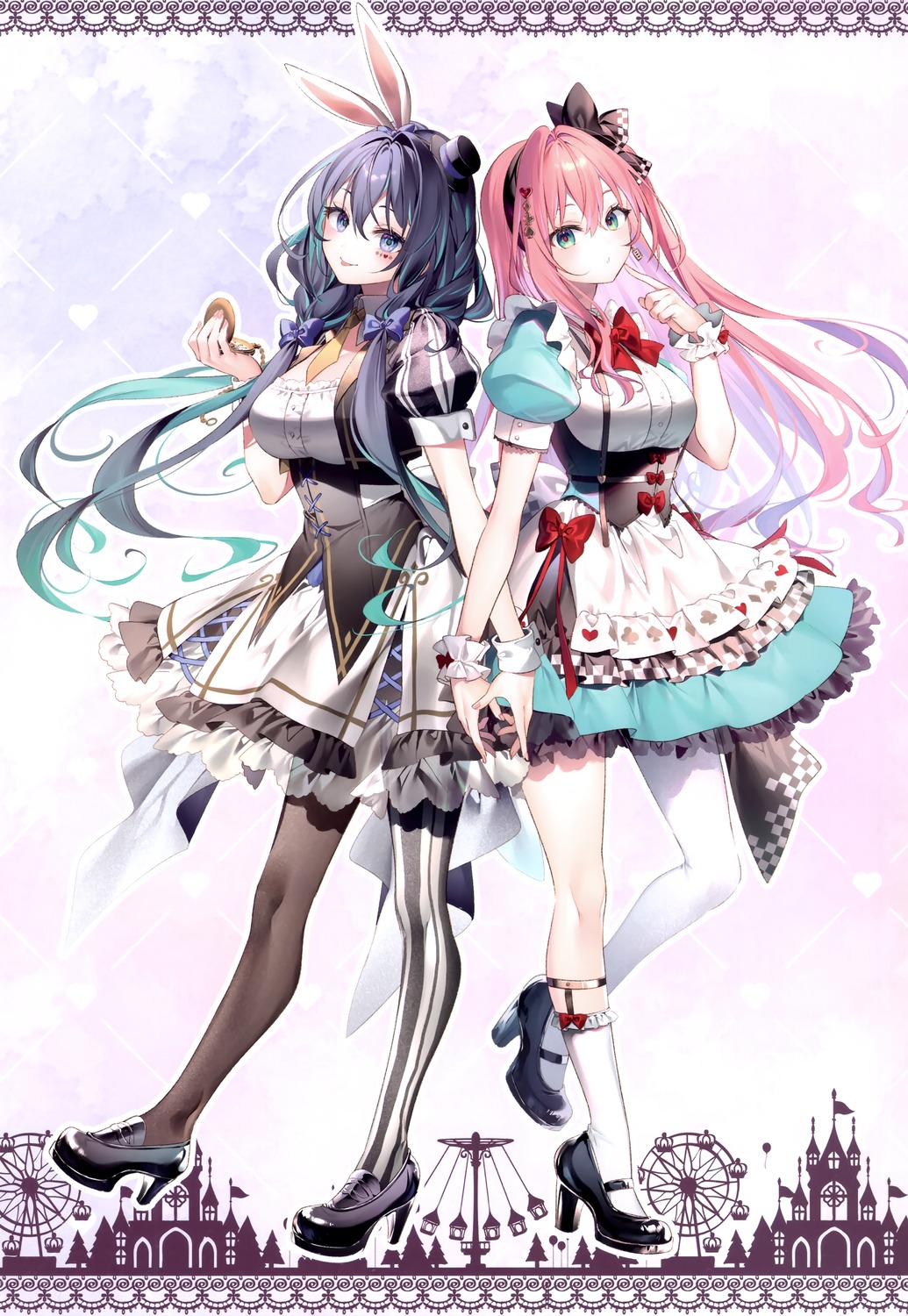animal_ears, bunny_ears, dress, eterna, heels, luanastia_fluegel, pantyhose, rianastia_fluegel