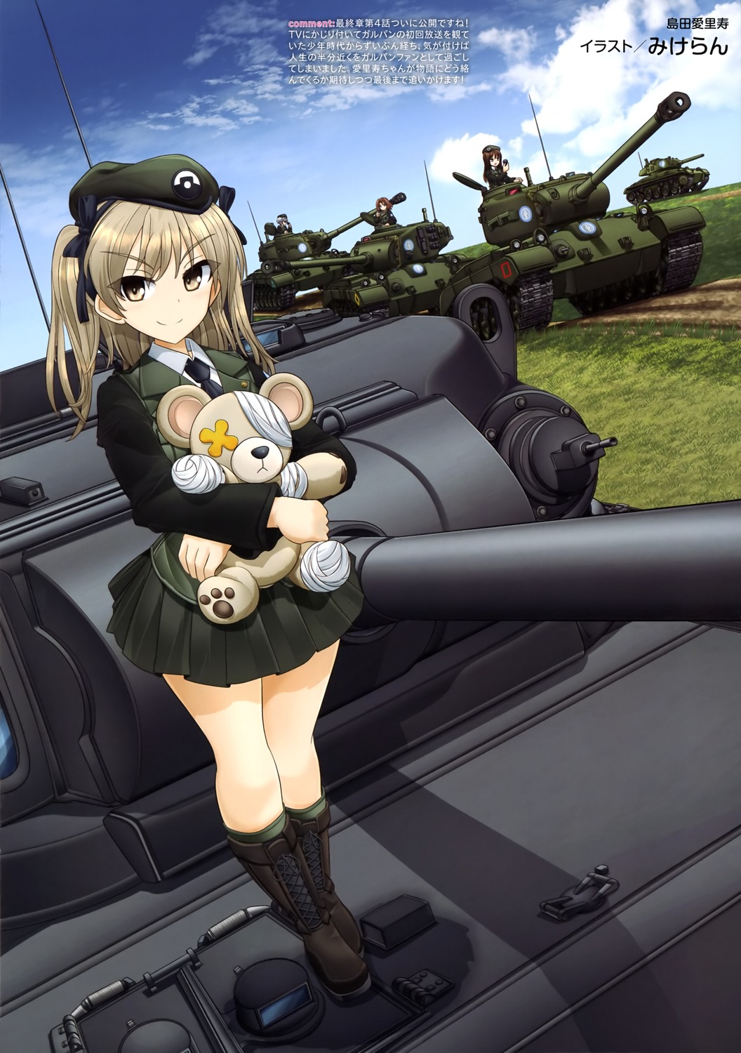 azumi_(girls_und_panzer), bandages, girls_und_panzer, megumi_(girls_und_panzer), mikeran_(mikelan), rumi_(girls_und_panzer), shimada_arisu, uniform