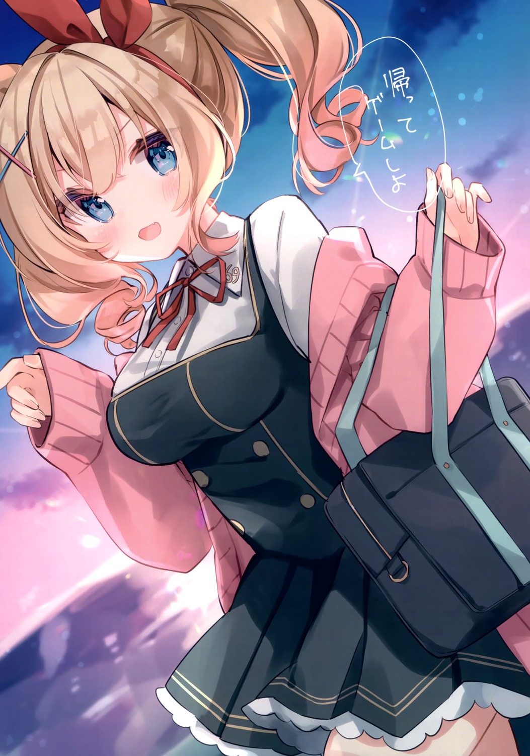 indie_virtual_youtuber, kani_biimu_(vtuber), no_name, pirose, seifuku, skirt_lift, sweater