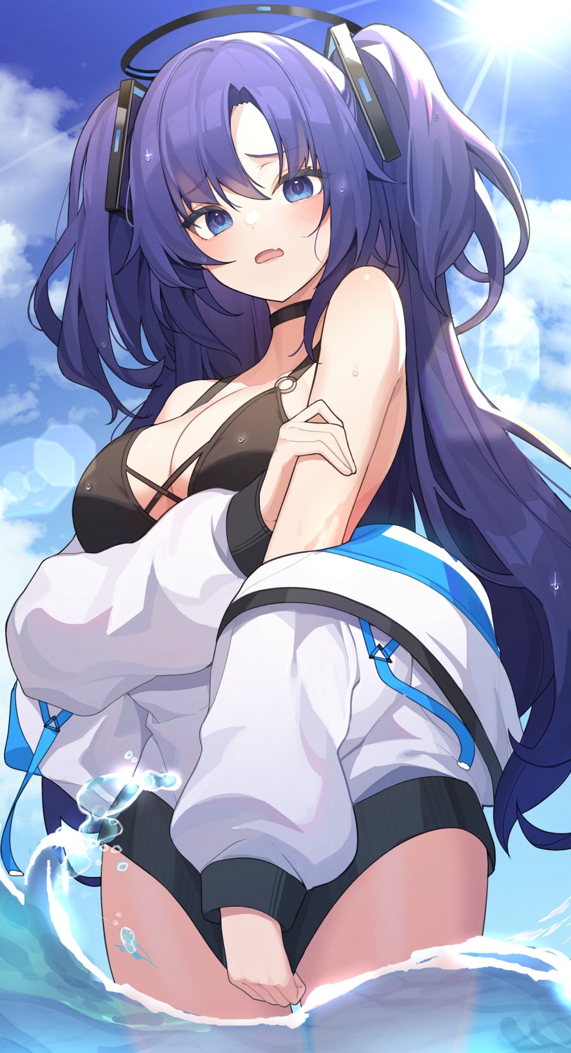 bikini_top, blue_archive, halo, hayase_yuuka, kakao346, swimsuits, wet