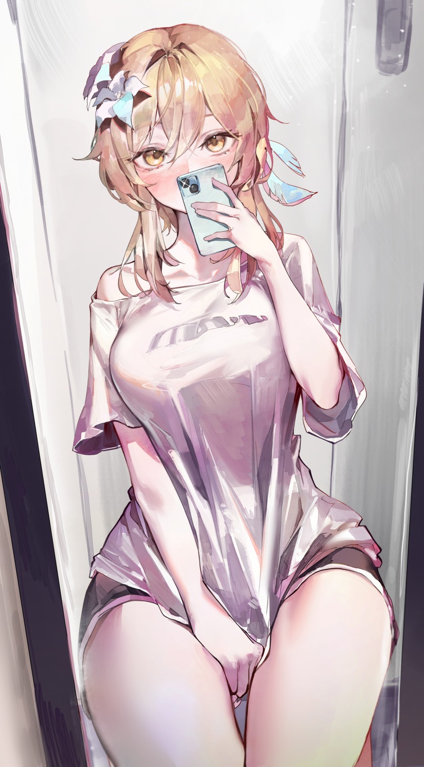 cocoballking, genshin_impact, lumine, selfie