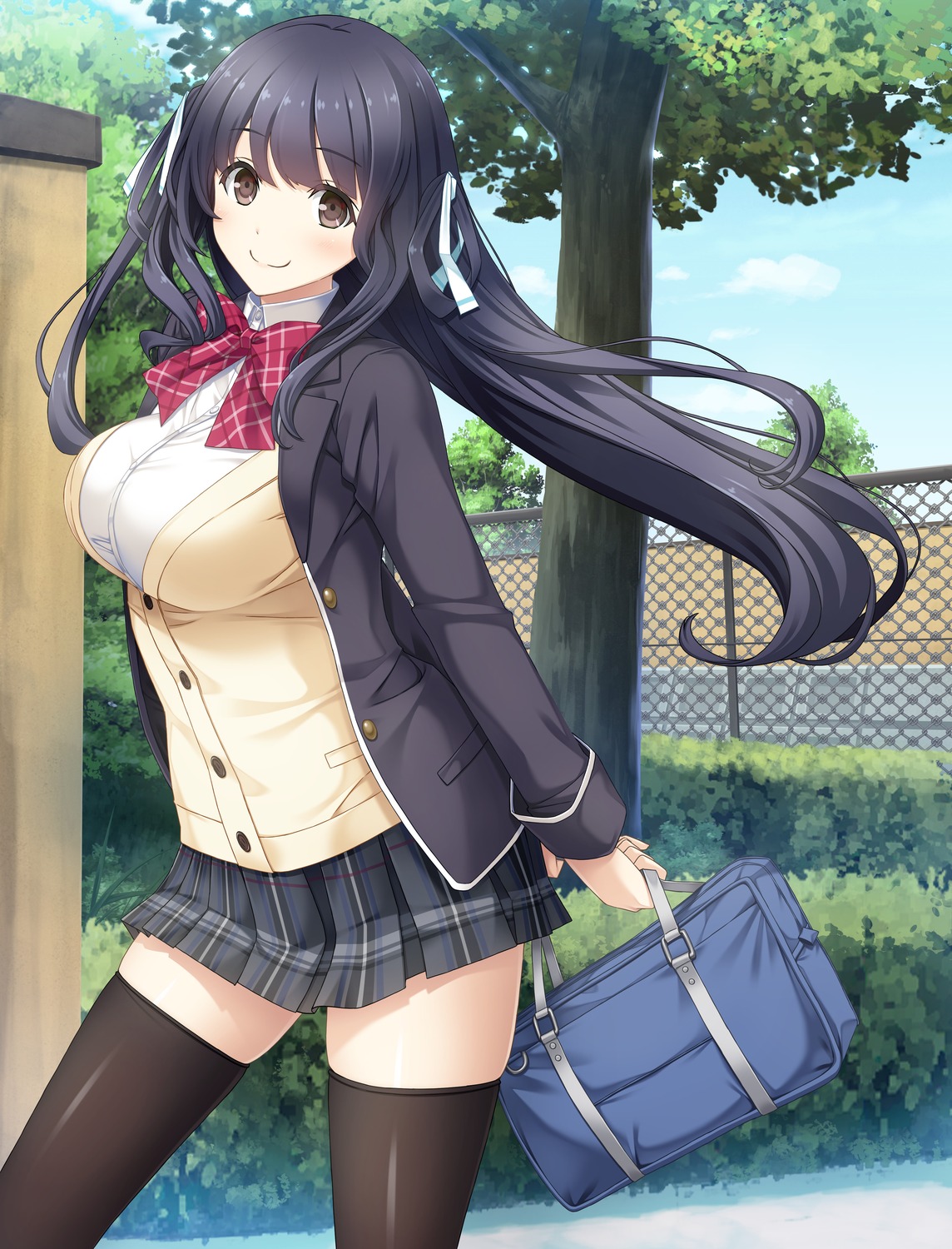 giga, itsugaya_kanade, mikoto_akemi, rep_kiss, seifuku, sweater, thighhighs