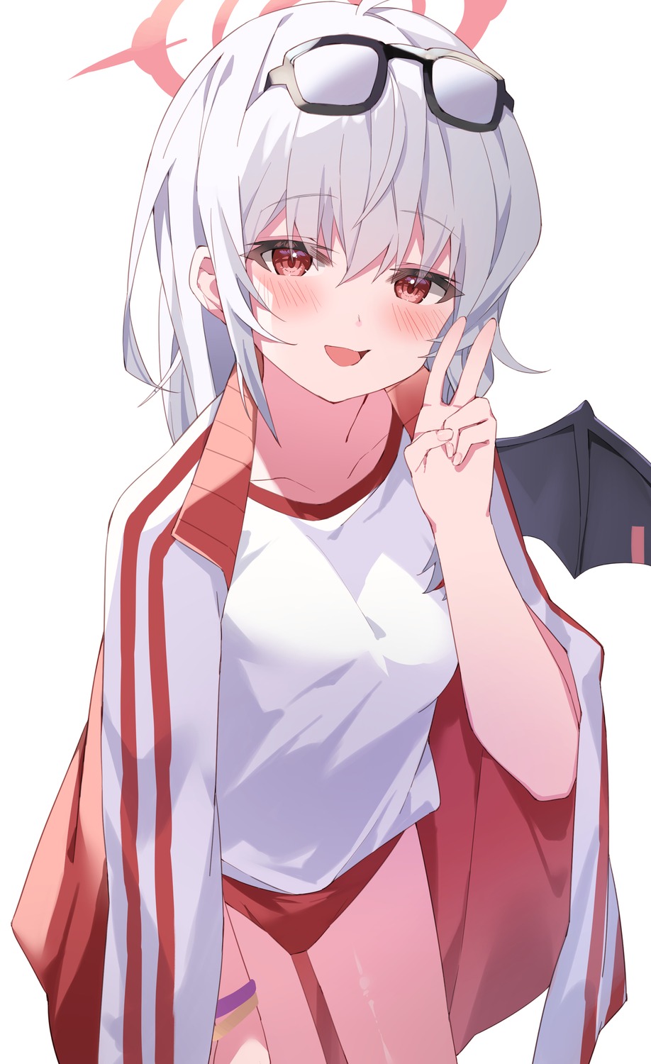 blue_archive, buruma, gym_uniform, halo, kurodate_haruna, megane, sutei_(arece15), wings