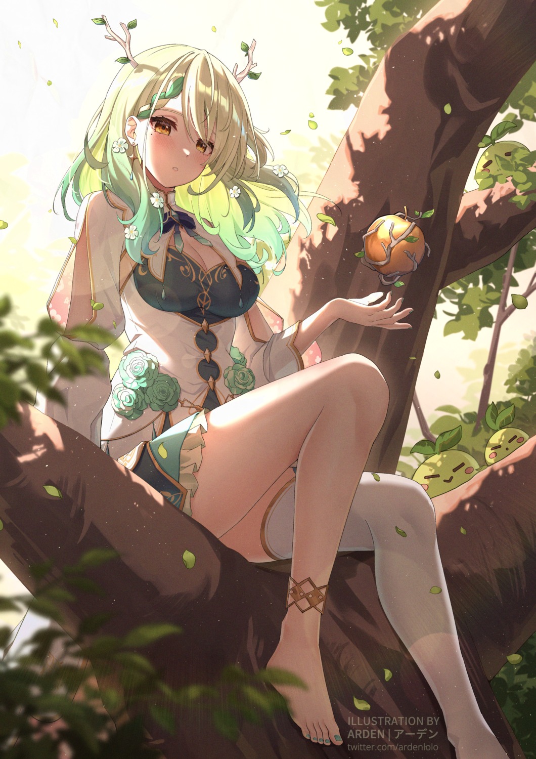 ardenlolo, ceres_fauna, hololive, hololive_english, horns, thighhighs