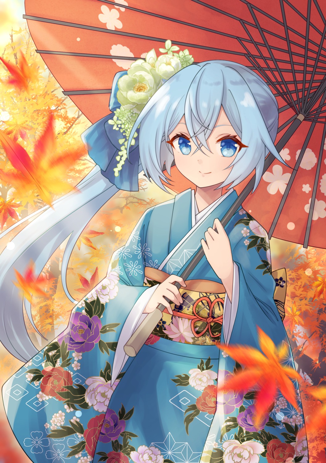 kimono, marian_oekaki, umbrella