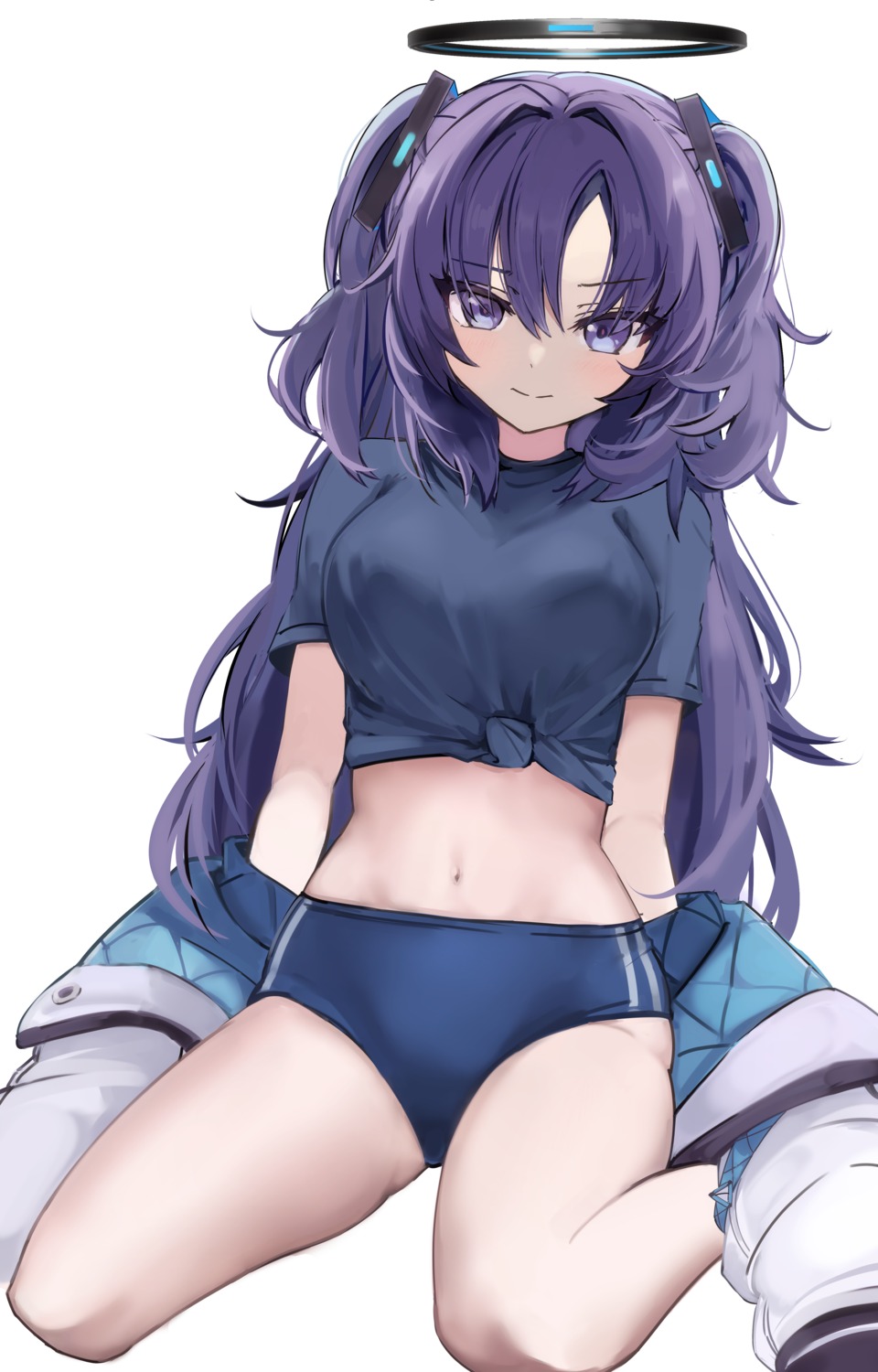blue_archive, buruma, gym_uniform, halo, hayase_yuuka, onmoynn