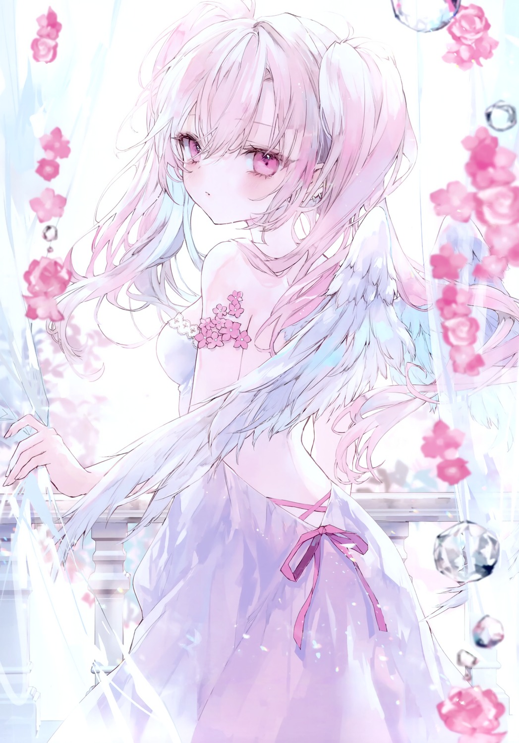 angel, ass, dress, meroremo, no_bra, onineko, wings