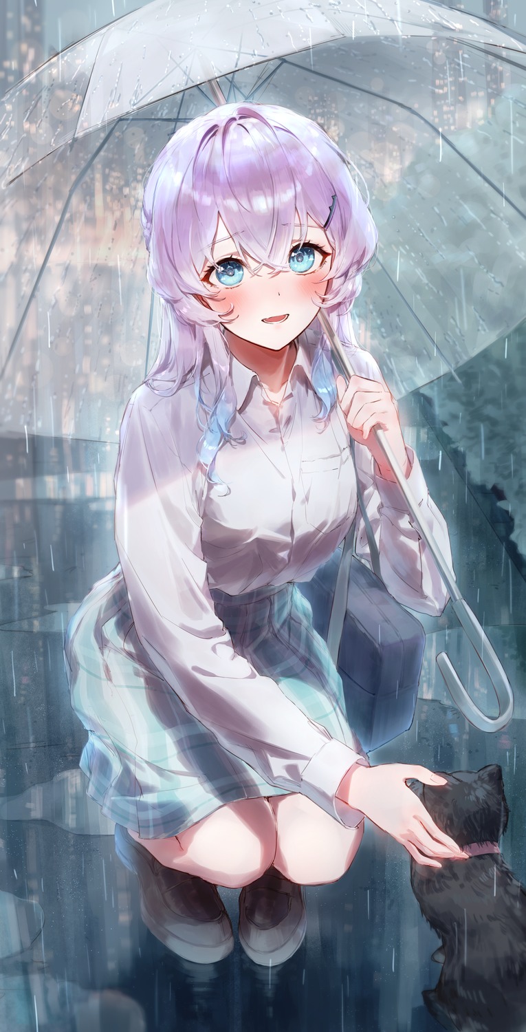 eshineko, neko, seifuku, umbrella