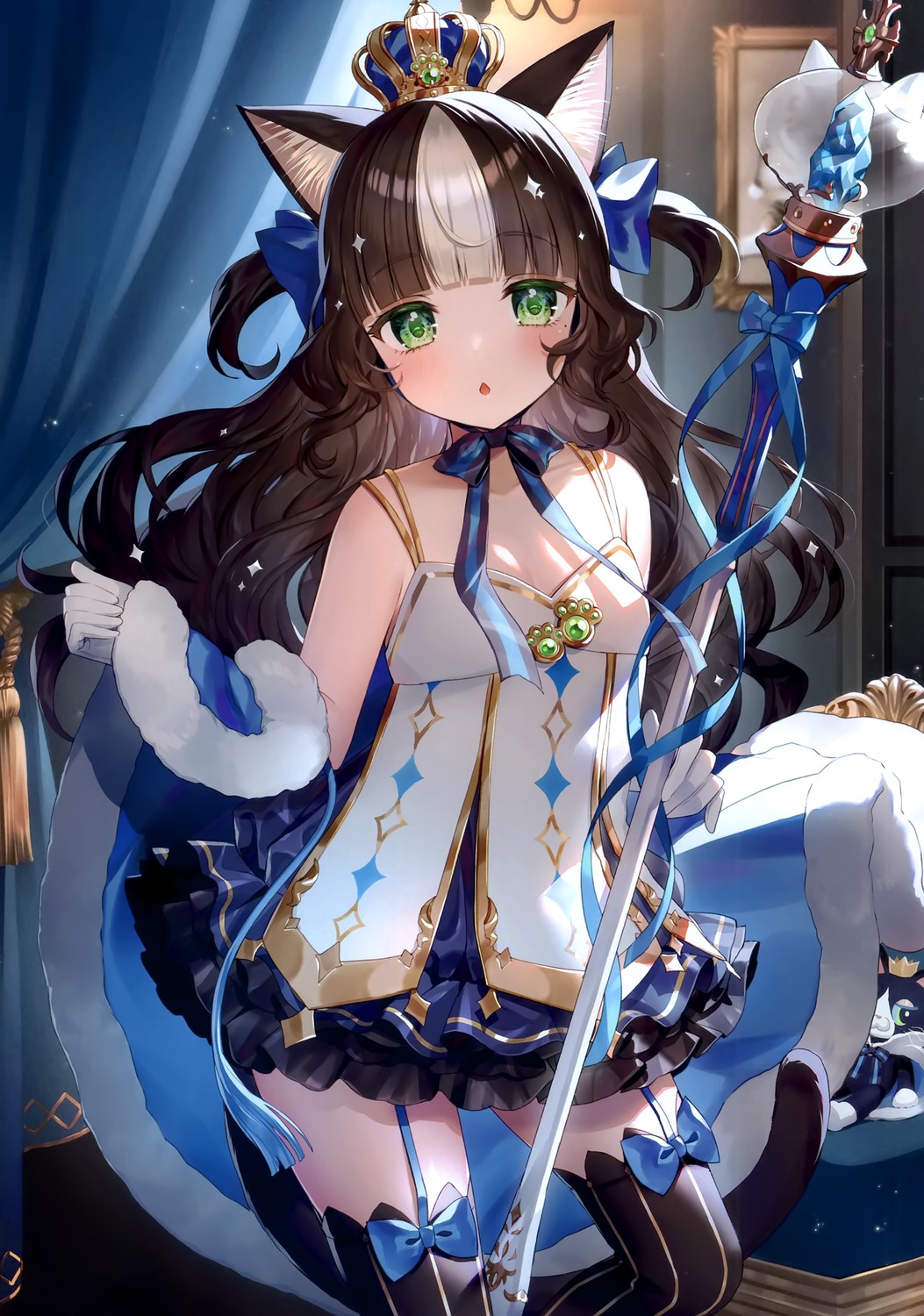 animal_ears, momoshiki_tsubaki, nekomimi, pitsche, stockings, tail, thighhighs, weapon