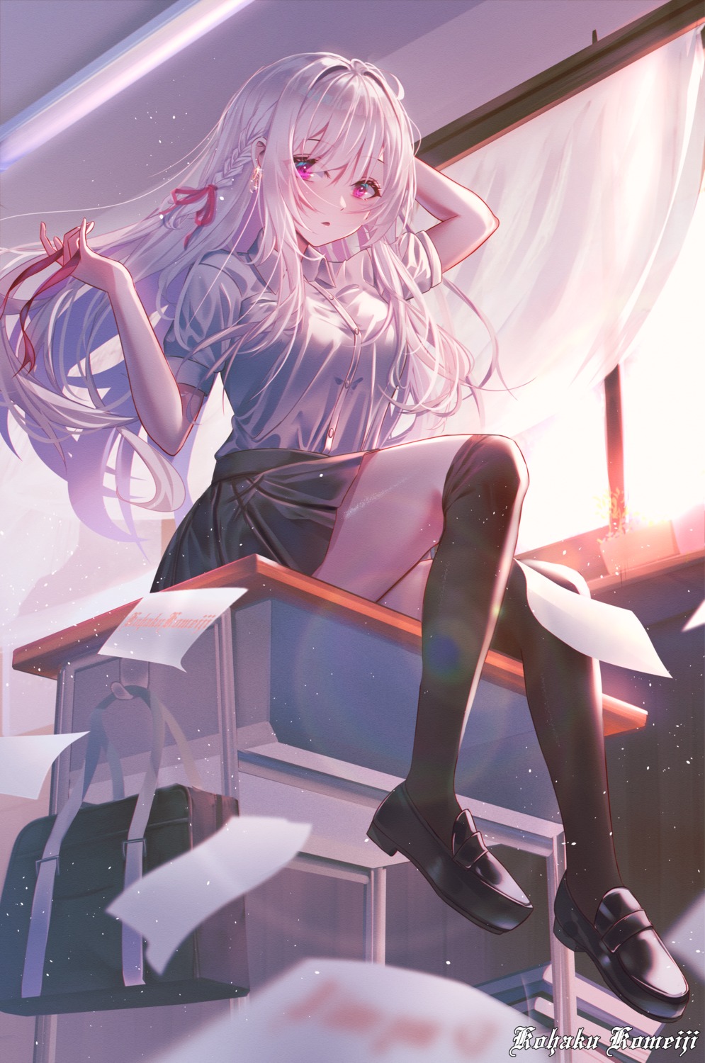 kohaku_komeiji, seifuku, thighhighs