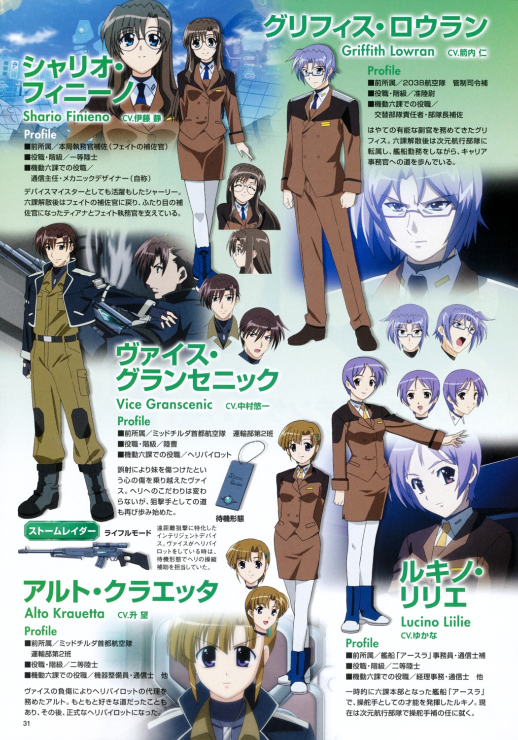 alto_krauetta, griffith_lowran, lucino_liilie, mahou_shoujo_lyrical_nanoha, mahou_shoujo_lyrical_nanoha_strikers, pantyhose, profile_page, shario_finieno