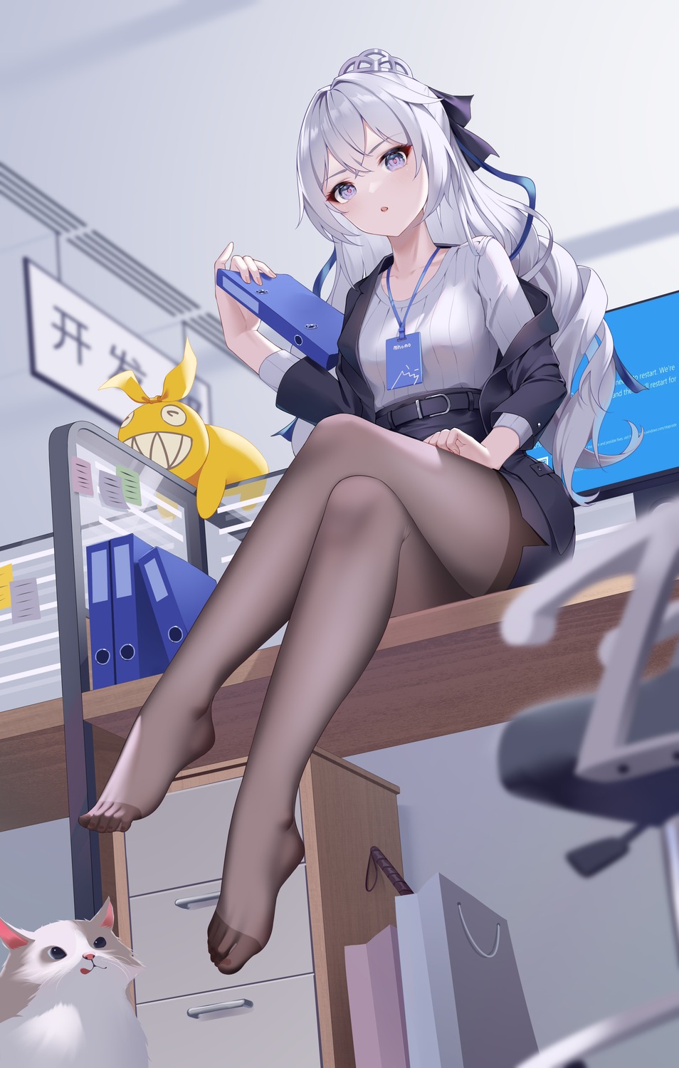 benghuai_xueyuan, bingchuan_xian_yu_huang, bronya_zaychik, business_suit, honkai_impact, neko, pantyhose, see_through