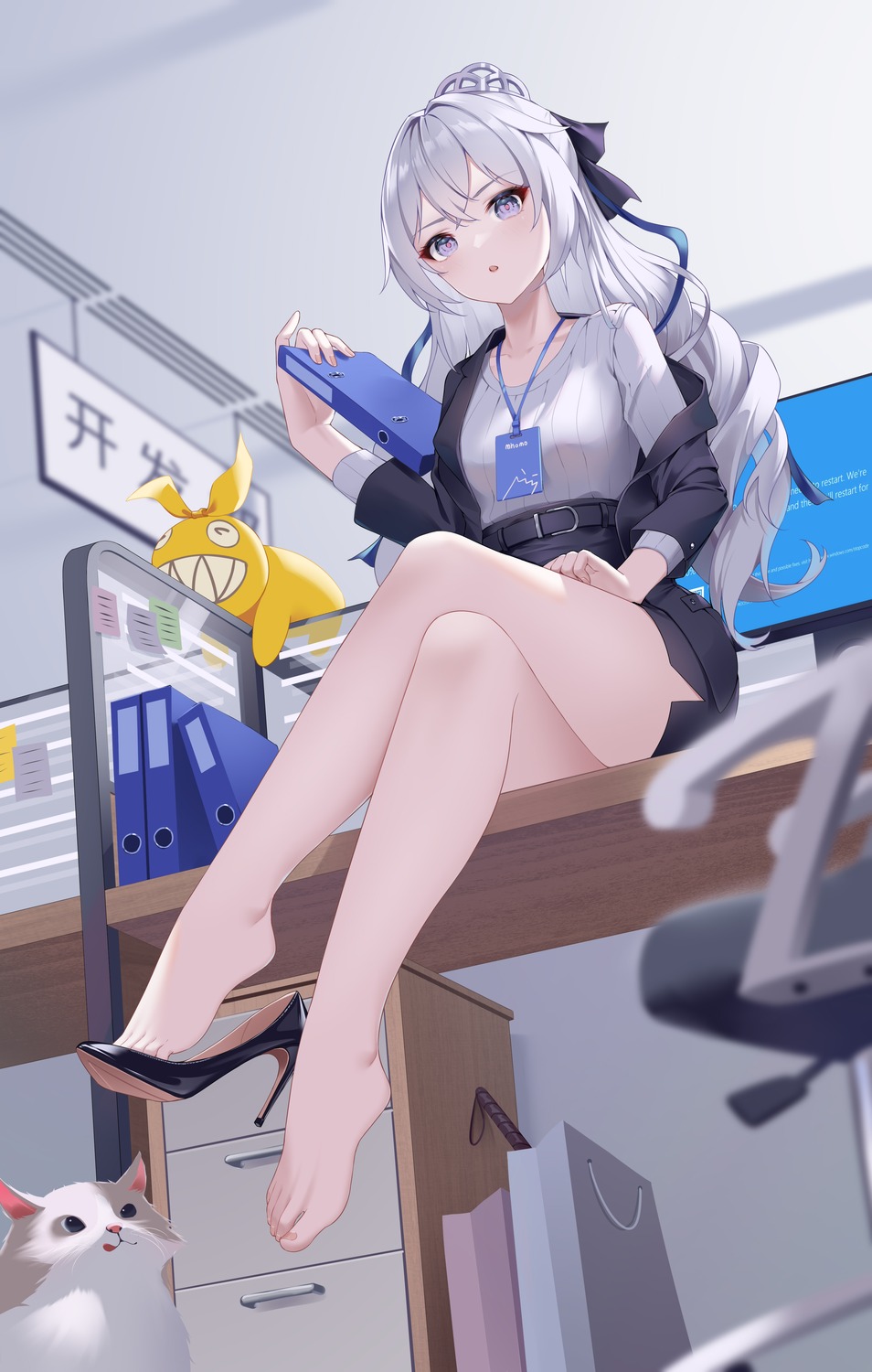 benghuai_xueyuan, bingchuan_xian_yu_huang, bronya_zaychik, business_suit, heels, honkai_impact, neko, sweater