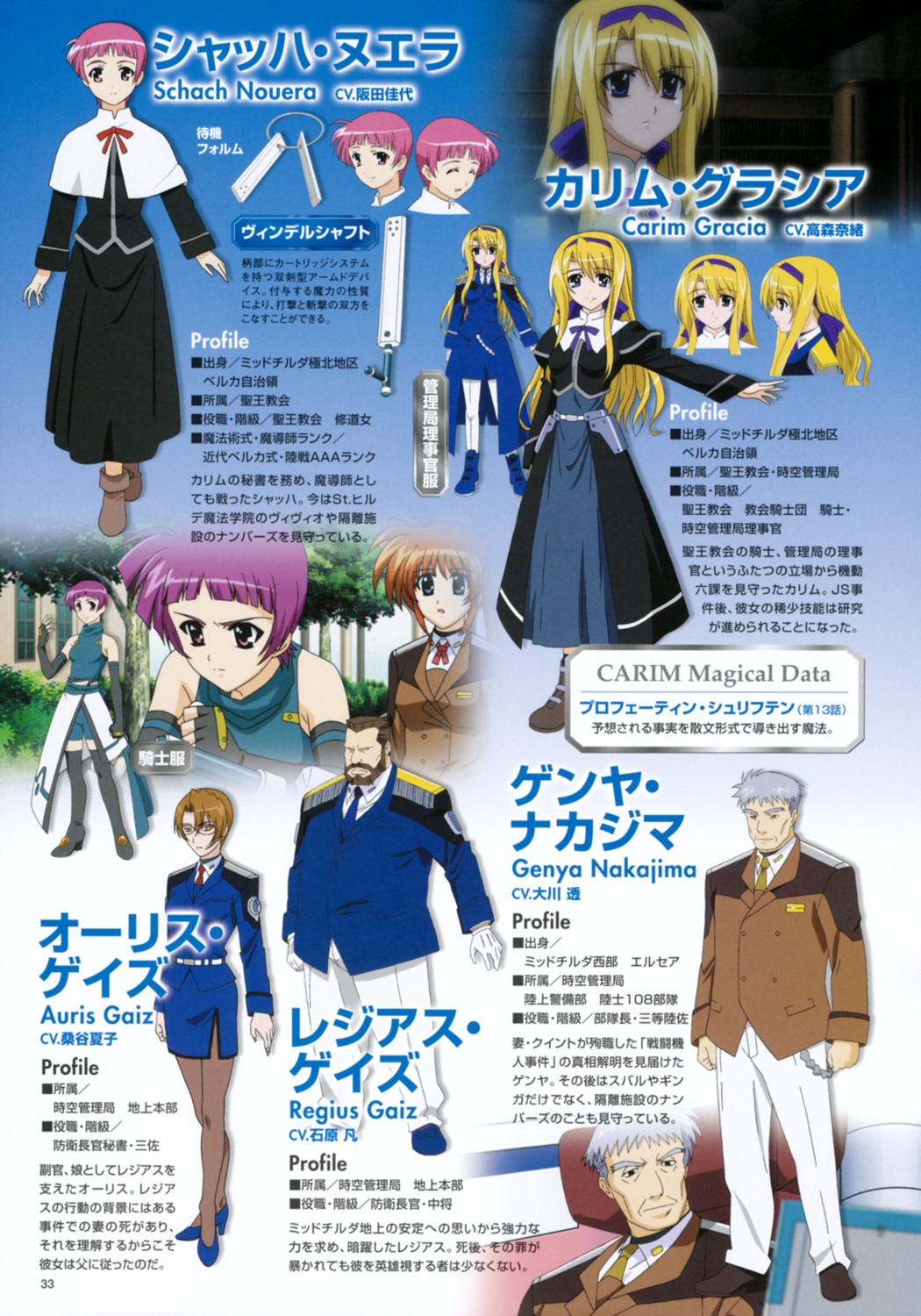auris_gaiz, carim_gracia, genya_nakajima, mahou_shoujo_lyrical_nanoha, mahou_shoujo_lyrical_nanoha_strikers, pantyhose, profile_page, regius_gaiz