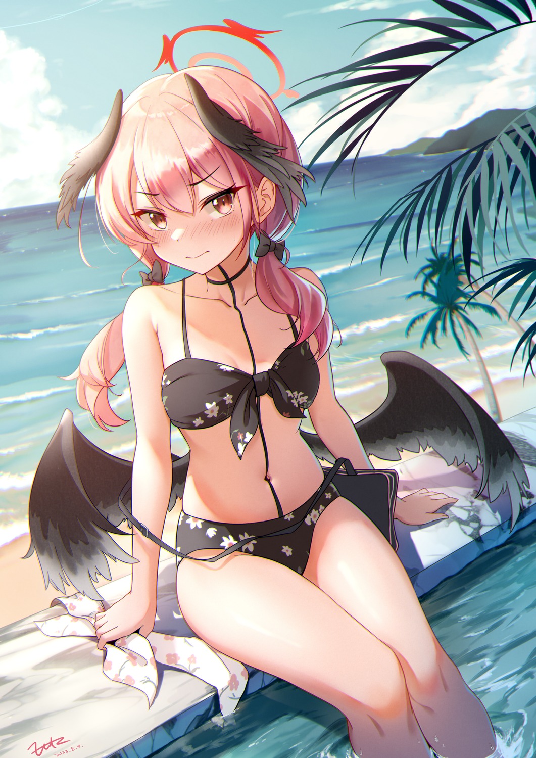 bikini, blue_archive, fritz614, halo, shimoe_koharu, swimsuits, wet, wings