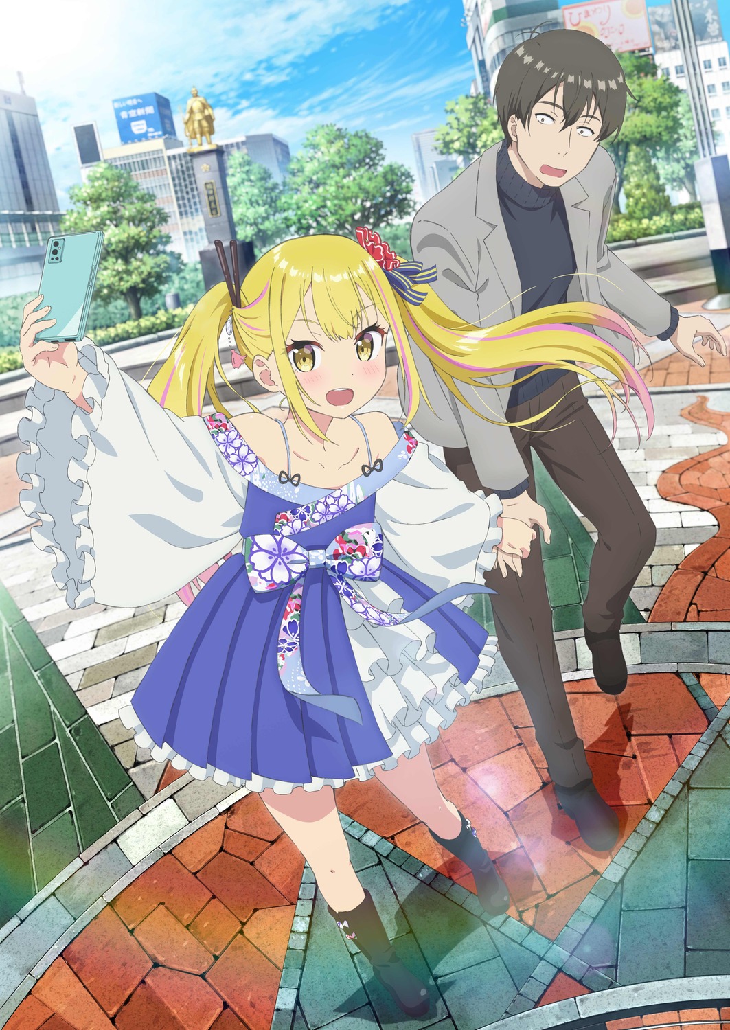 dress, fukuchi_kazuhiro, henjin_no_salad_bowl, kusanagi_sousuke, sara_da_odin, selfie, sweater