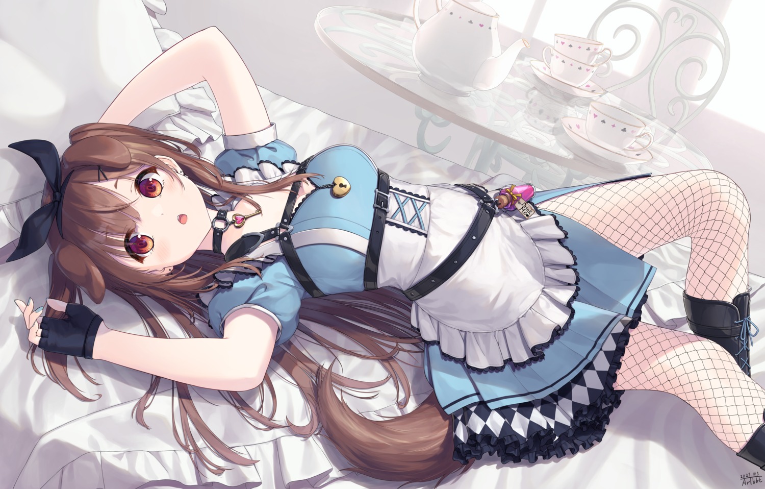 animal_ears, fishnets, hololive, hololive_gamers, inugami_korone, inumimi, lolita_fashion, pantyhose