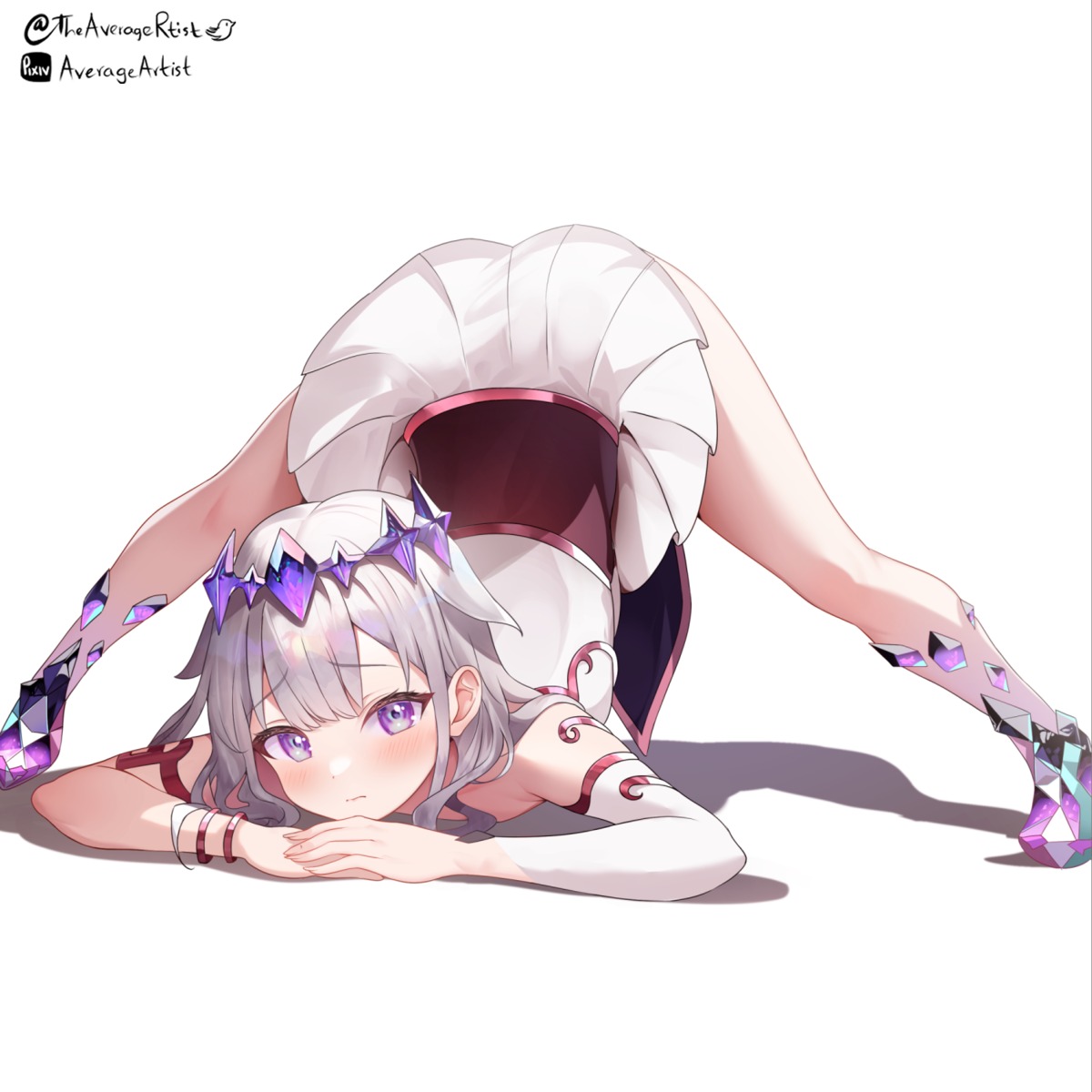 averageartist, hololive, hololive_english, koseki_bijou, no_bra, skirt_lift