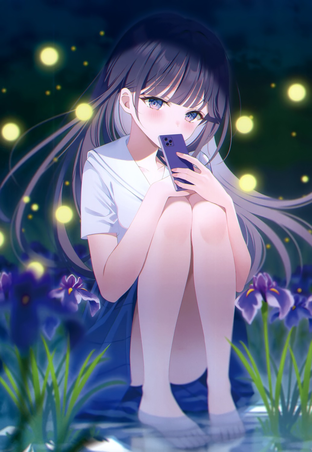 misanga_(myusha), myusha, seifuku, skirt_lift, wet