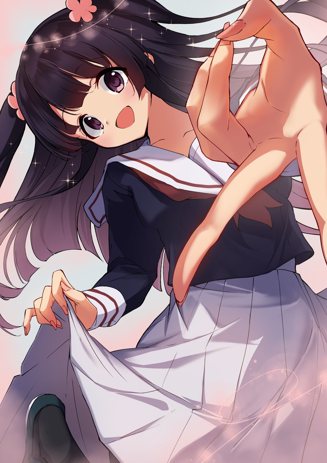 kohashi_wakaba, kootee-on, pantyhose, seifuku, skirt_lift, wakaba_girl