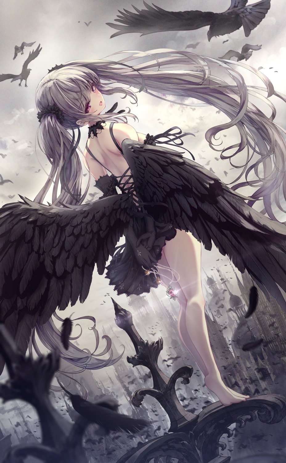 gothic_lolita, lolita_fashion, missile228, no_bra, wings