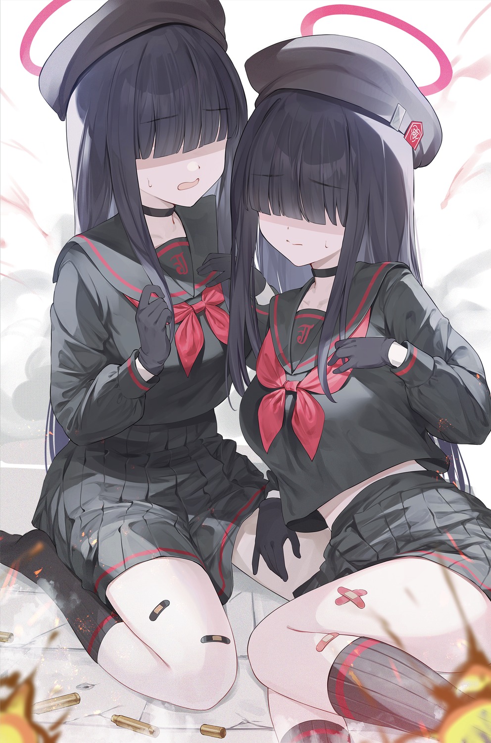 bandaid, blue_archive, halo, justice_realization_committee_member, nakashima_(pluscolor), seifuku