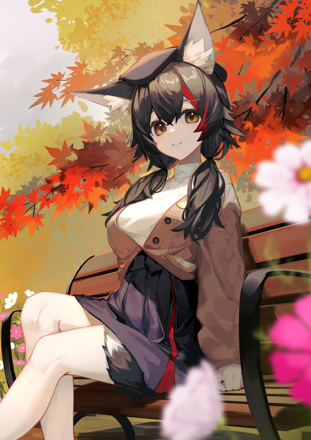 animal_ears, hololive, hololive_gamers, ookami_mio, sweater, tail, wazd0183