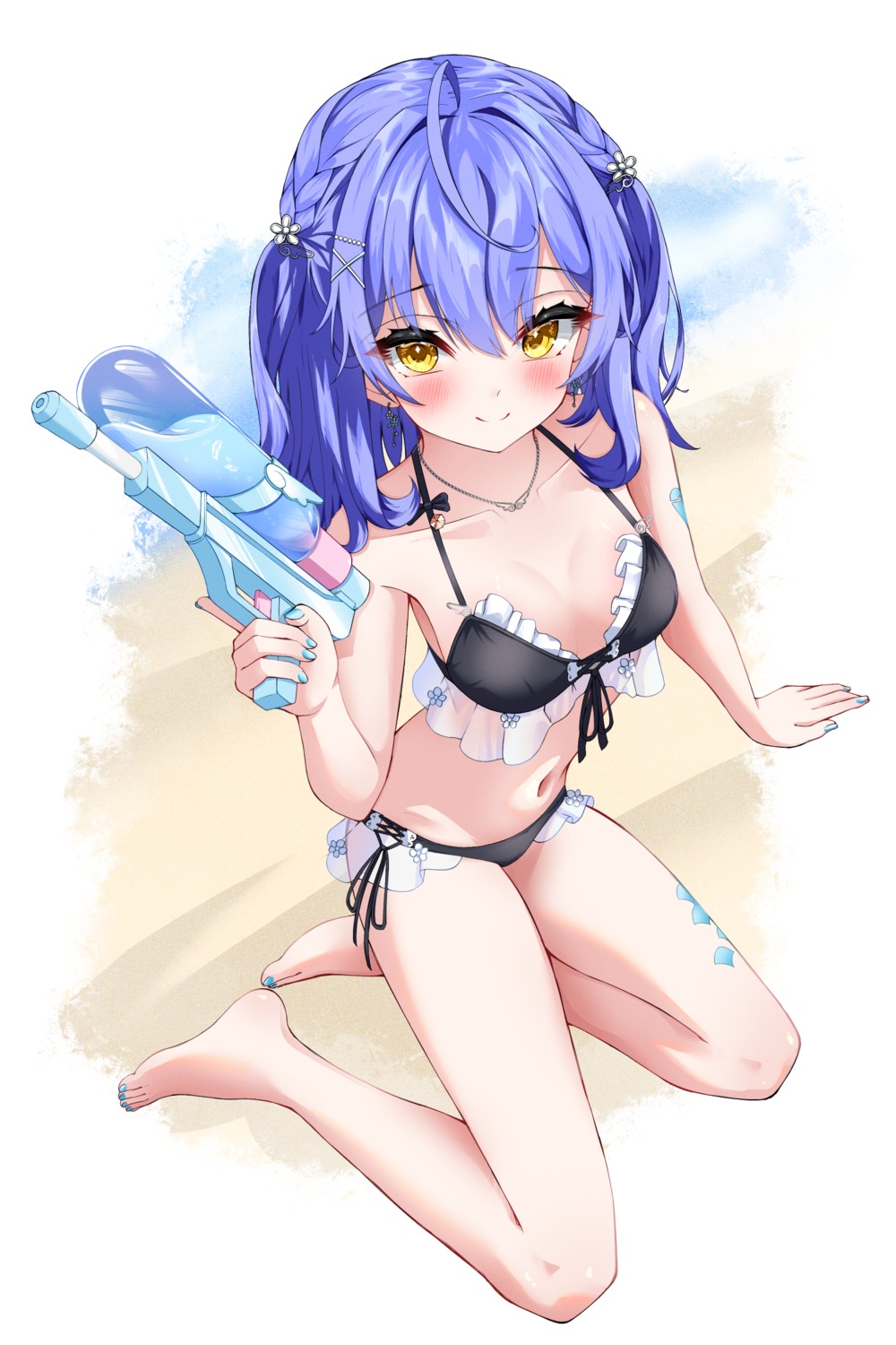 amamiya_kokoro, auroraescientia, bikini, gun, nijisanji, swimsuits