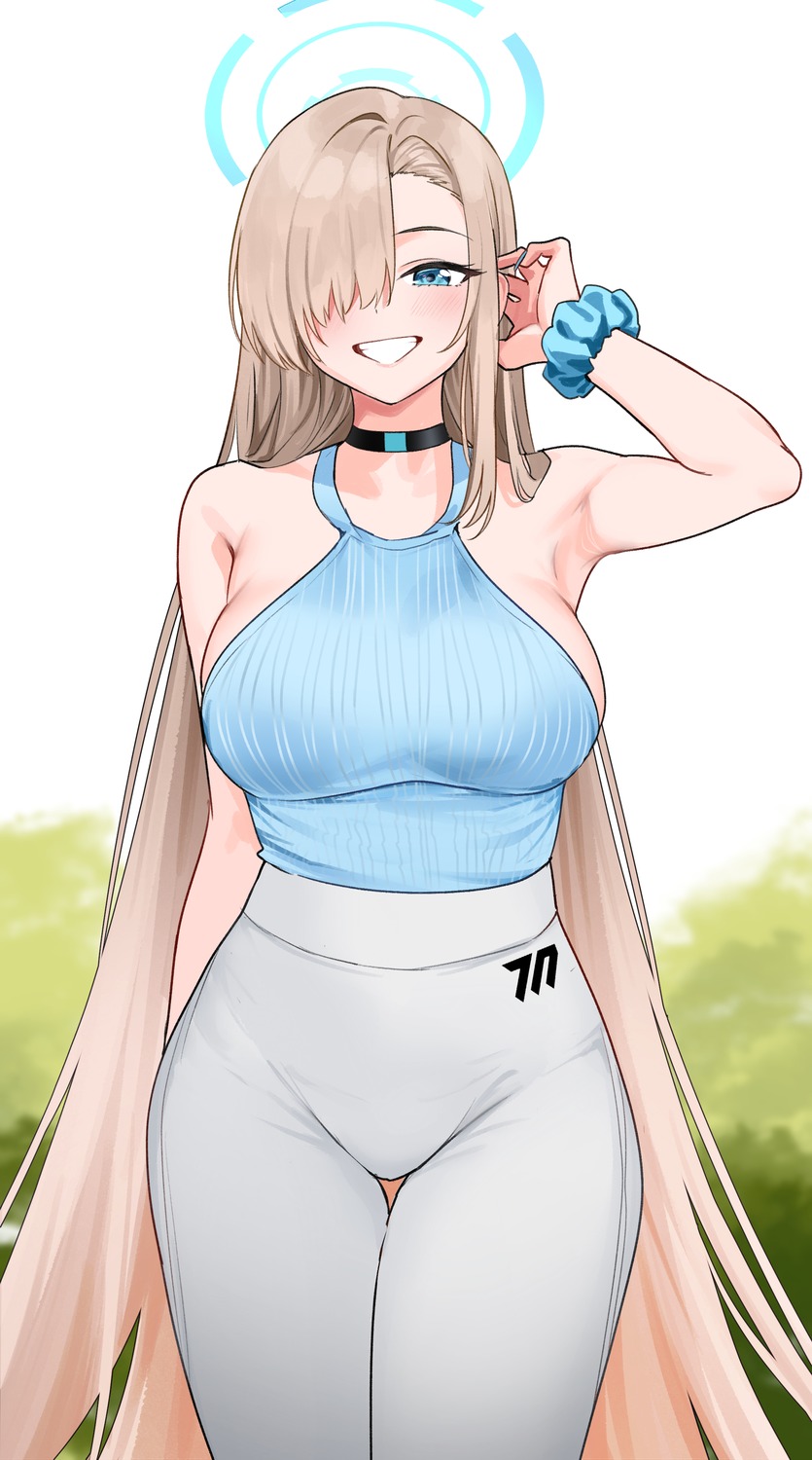 blue_archive, halo, ichinose_asuna, no_bra, nonbire, sweater