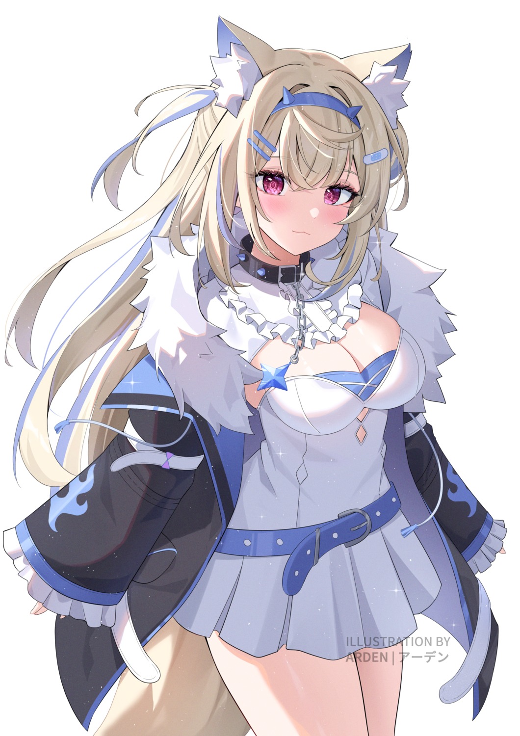 animal_ears, ardenlolo, bandaid, cleavage, fuwawa_abyssgard, hololive, hololive_english, horns