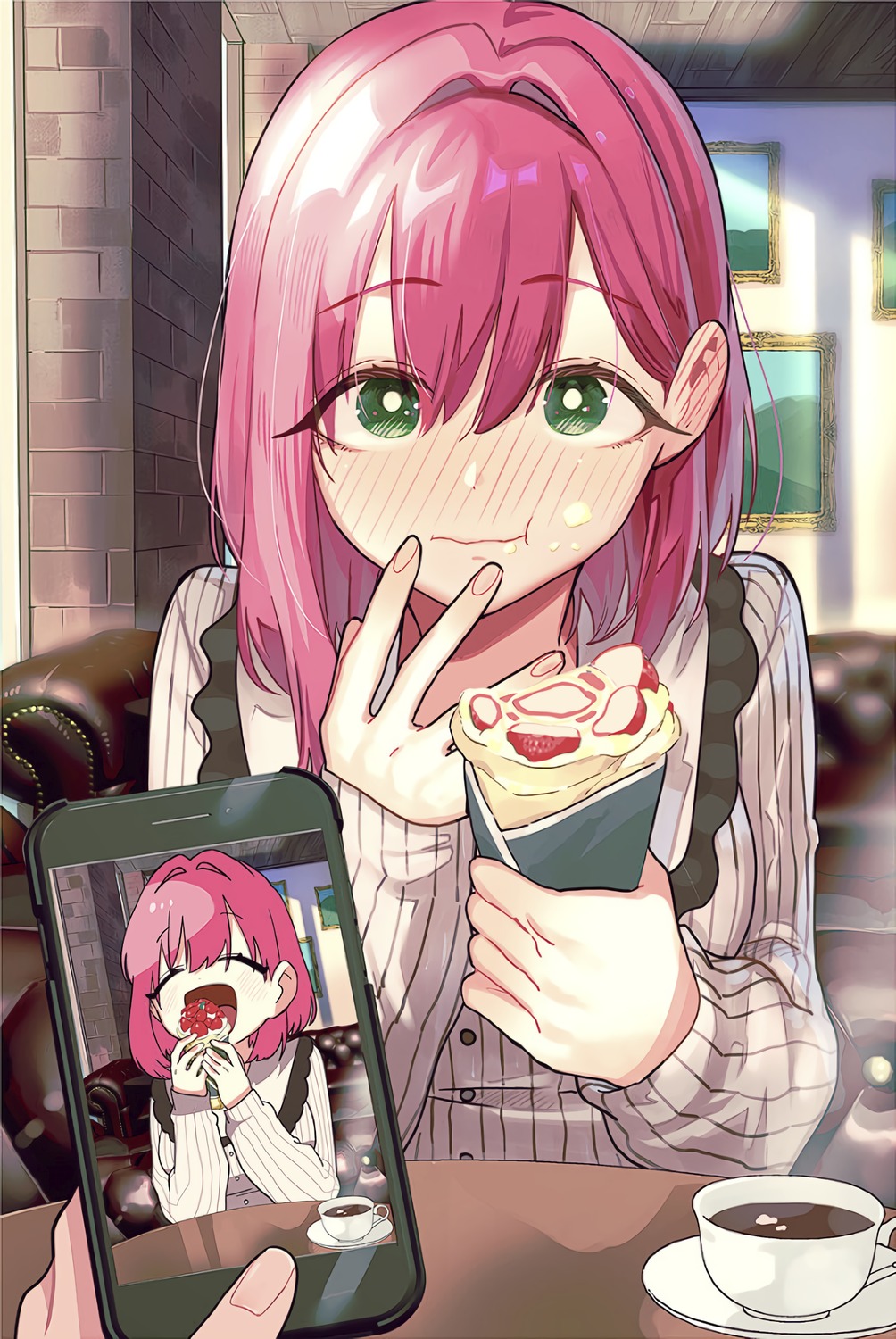 cream, hanazono_hakari, kimi_no_koto_ga_dai_dai_dai_dai_daisuki_na_100-nin_no_kanojo, nozawa_yukiko, sweater