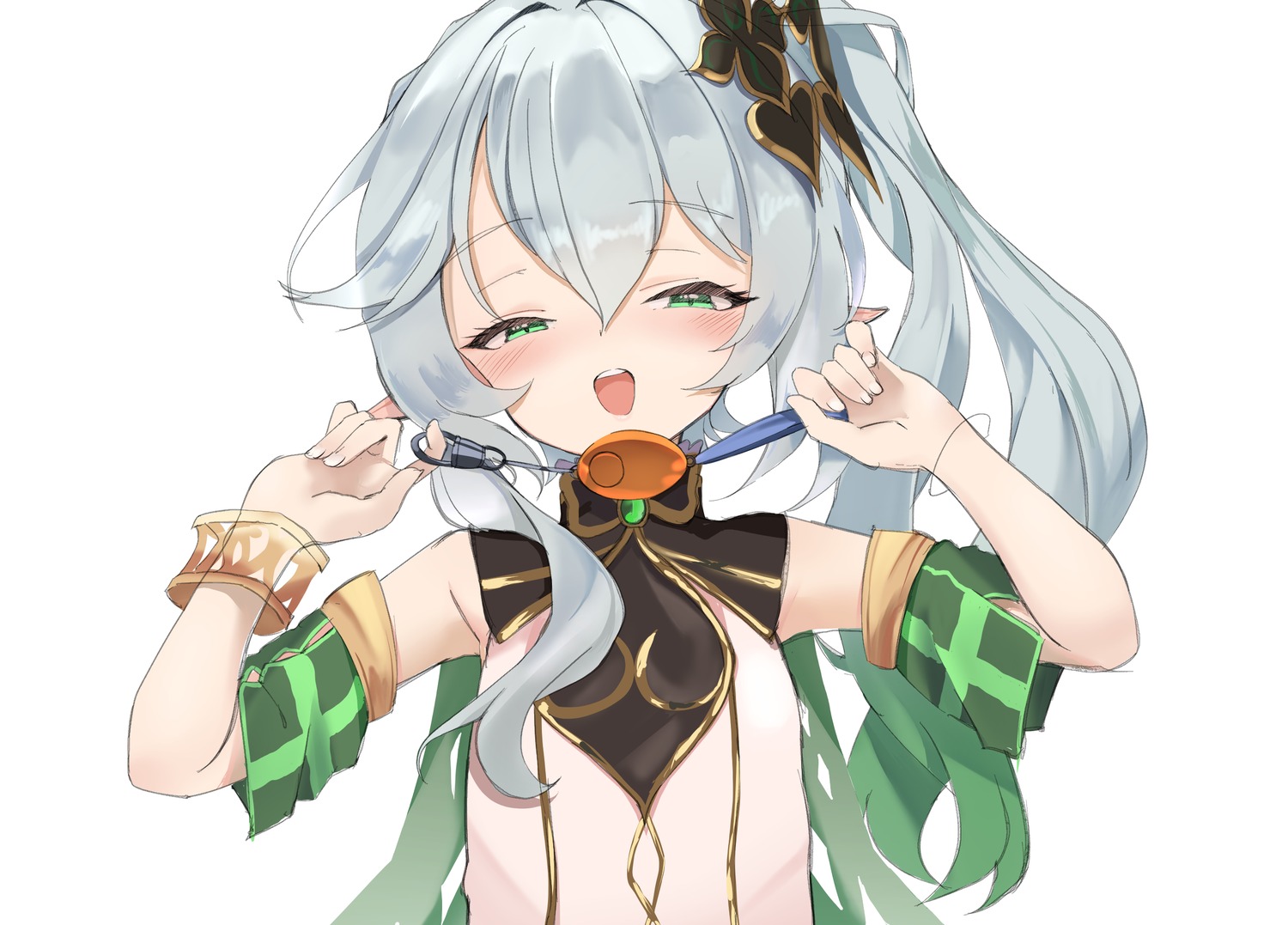 genshin_impact, indie_virtual_youtuber, micchamu, nahida, parody, pointy_ears, shigure_ui_(vtuber), sketch