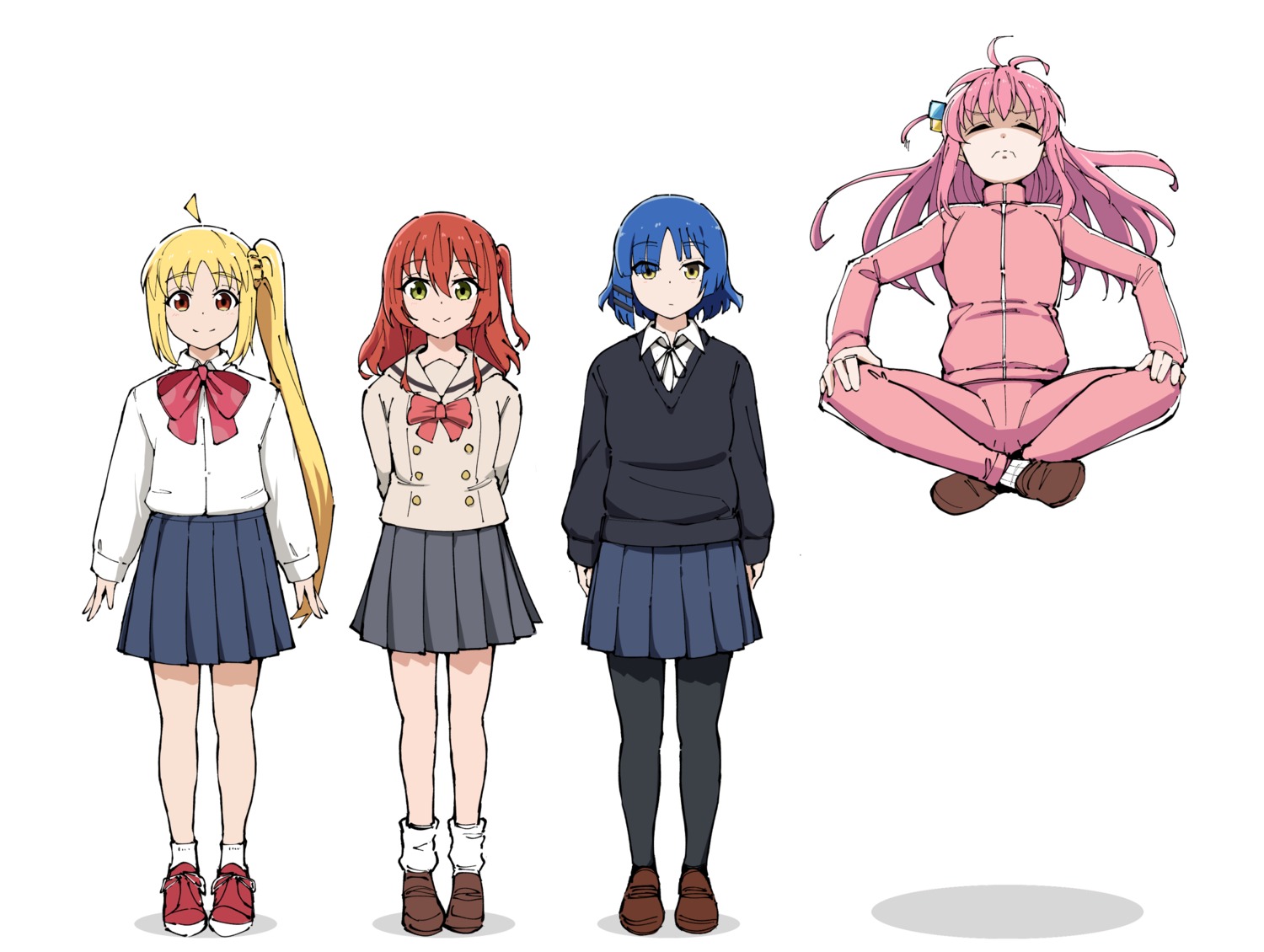 bocchi_the_rock!, gotou_hitori, gym_uniform, ijichi_nijika, kita_ikuyo, nexas, pantyhose, seifuku, sweater, tagme, yamada_ryou